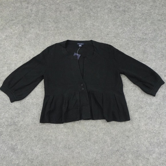 Tommy Hilfiger Sweater Womens Medium Pleated Cashmere Cotton Black - Picture 1 of 14
